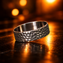 22mm titanium beauty ring with textured cobblestone engraving by Laser Custom Works