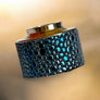 Detail and finish of this personalized haku venna heritage light blue beluga relief in Titanium titanium cap