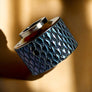 Detail and finish of this personalized haku venna heritage blue scales relief vh 9 in Titanium titanium cap
