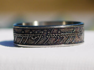 Wowsers Beauty Ring Titanium 22/24 mm LOTR Clouds engraving #W014