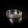 Deep engraved Armor pattern on Forma Nova titanium beauty ring