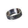 Detailed view of the 22mm titanium beauty ring with dark Damascus-style contours