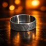 Wowsers Damascus beauty ring featuring closely spaced concentric patterns and non-polished finish