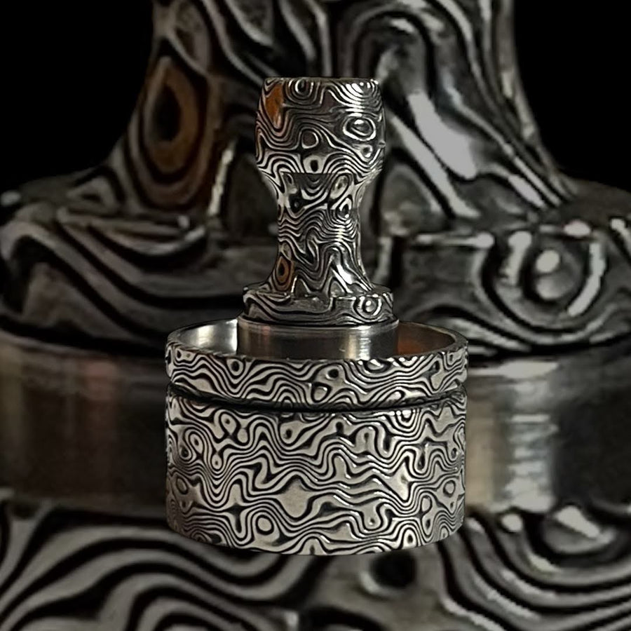 Full Damascus 2025 Titanium Drip Tip and Antiquity V2 cap