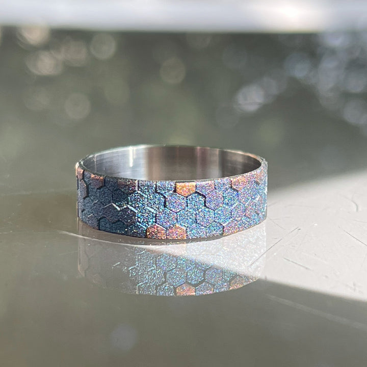 Blue Honeycomb Titanium Beauty Ring 22/24 mm Wowsers #W050