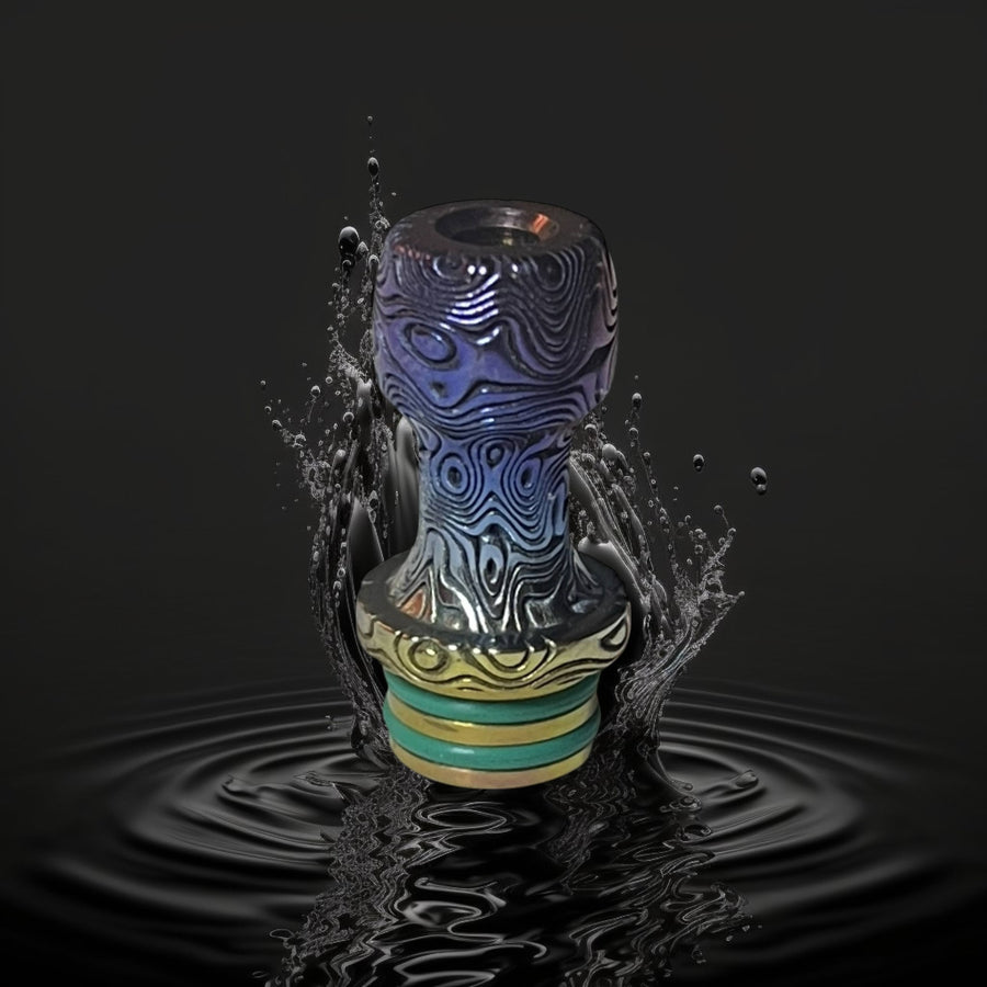 The One: Damascus Colored Titanium Drip Tip