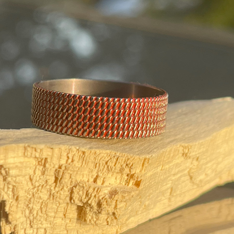 Red Chainmail Beauty Ring Titanium 22mm Wowsers #W057