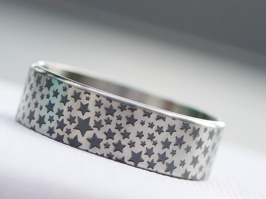 Beauty Ring Stars Dark Grey 22/24 Titanium #WS008