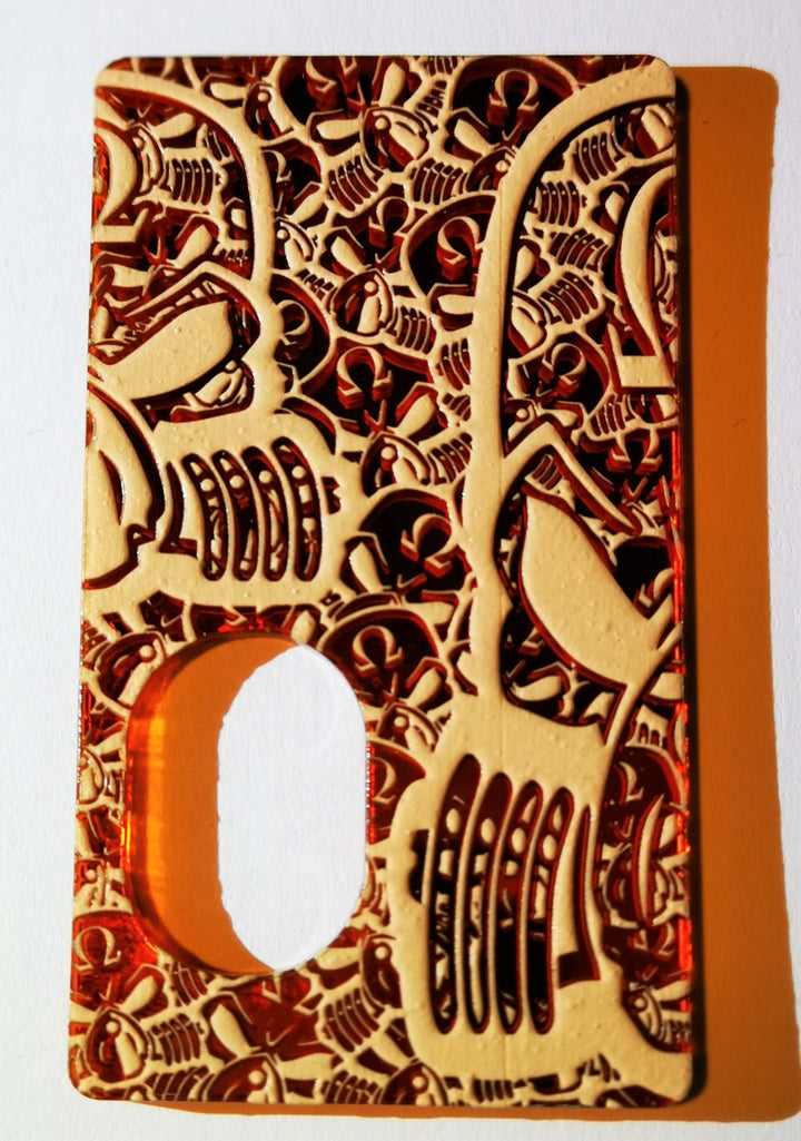 Porte gravée SvF V4 mod - Engraved SvF V4 Mod Panel -  SvF half heads RELIEF Orange