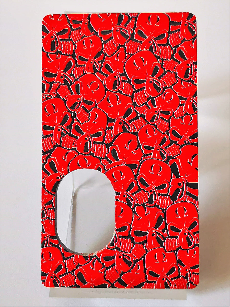 Porte gravée BF mod - Engraved BF Mod Panel - Red SvF Skulls