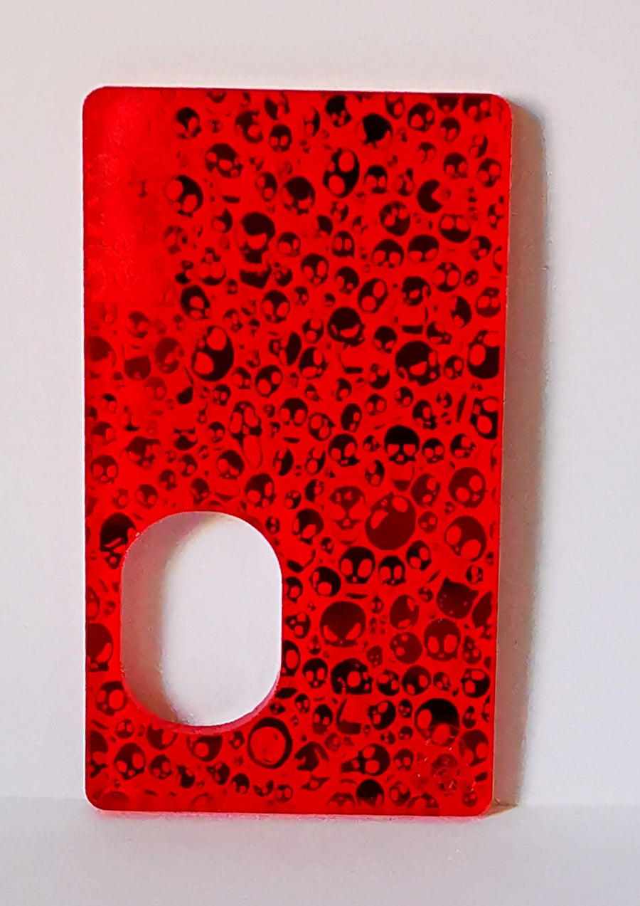 Porte gravée SvF V4 mod - Engraved BF Mod Panel - Little Skulls Red