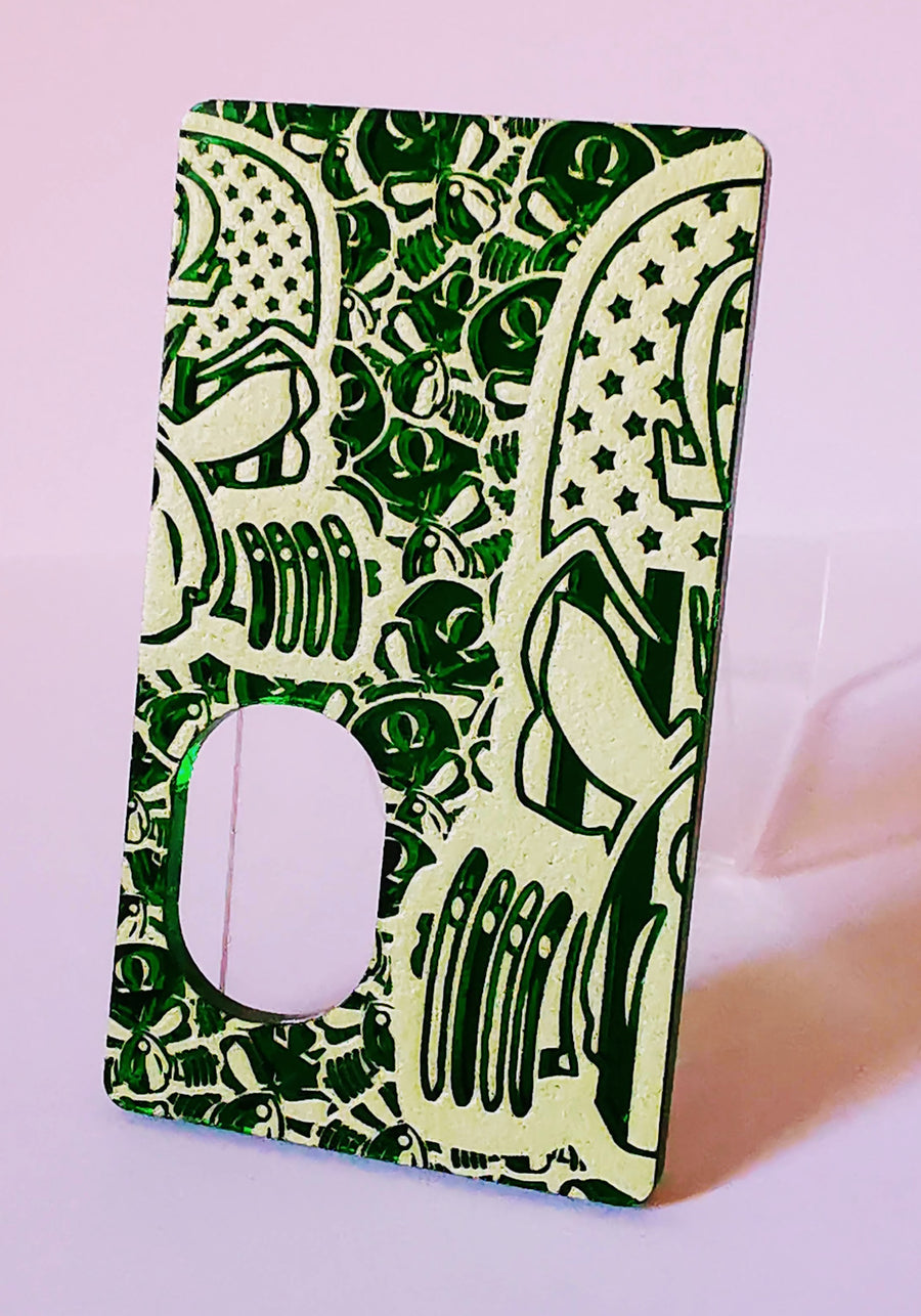 Porte gravée SvF V4 mod - Engraved SvF V4 Mod Panel -  SvF half heads stars Green