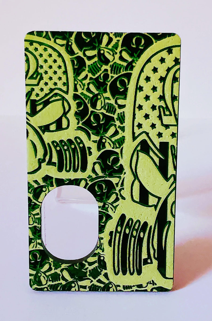 Porte gravée SvF V4 mod - Engraved SvF V4 Mod Panel -  SvF half heads stars Green