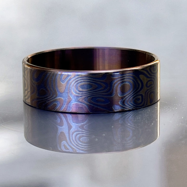 Beauty Ring Wowsers Walnut Damascus 22/24 Titanium #WS005