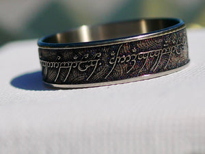 Wowsers Beauty Ring Titanium 22/24 mm LOTR Clouds engraving #W015