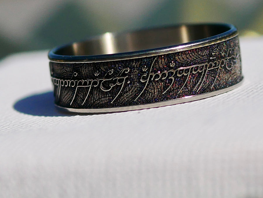 Wowsers Beauty Ring Titanium 22/24 mm LOTR Clouds engraving #W015