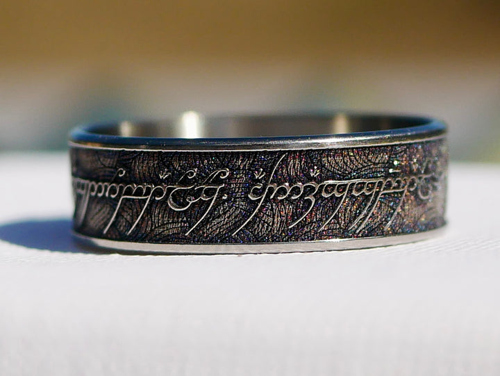 Wowsers Beauty Ring Titanium 22/24 mm LOTR Clouds engraving #W015