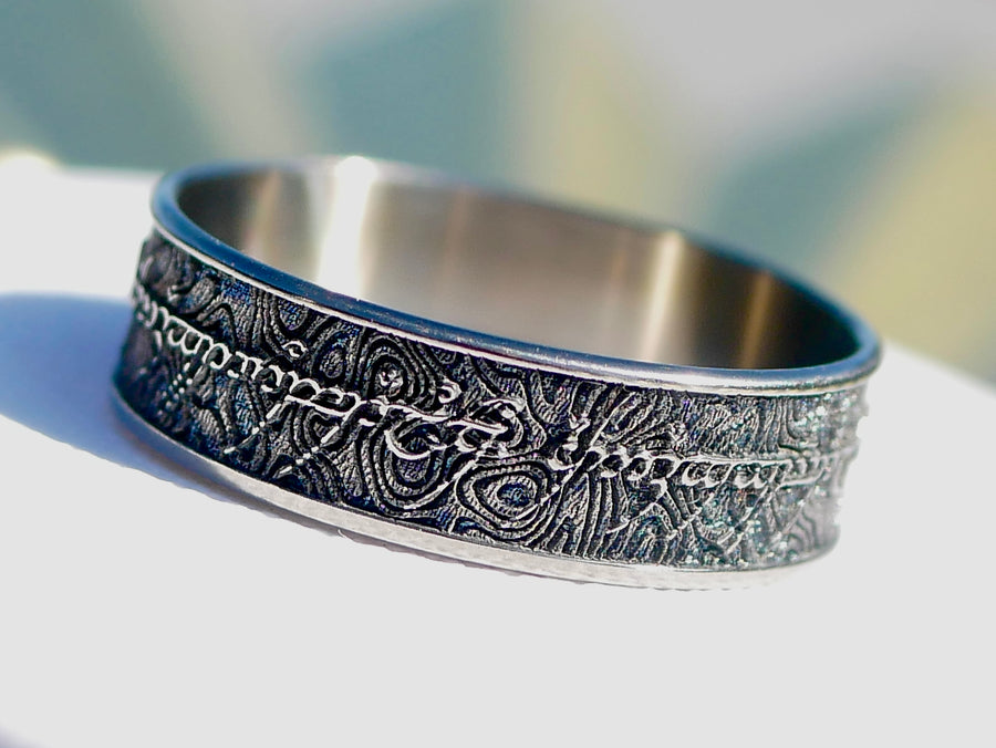 Wowsers Beauty Ring Titanium 22/24 mm LOTR Damascus engraving #W012