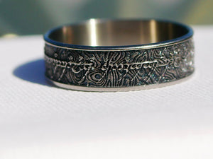 Wowsers Beauty Ring Titanium 22/24 mm LOTR Damascus engraving #W012