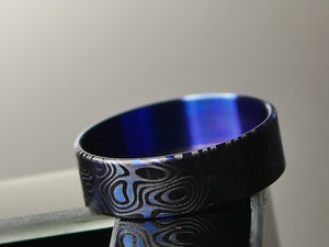Beauty Ring Dark Purple Damascus 22/24 Titanium #WS020